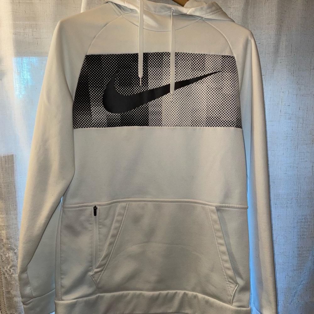 Nike Men's White and Black Graphic Hoodie. Size S